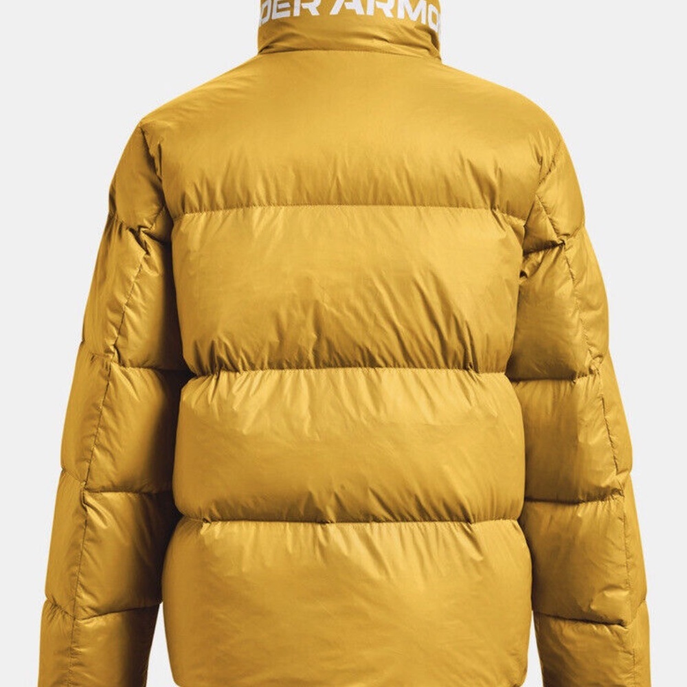Under Armour Womens Down Puffer Full Zip Hooded Jacket Mustard Sz L 1373443-782 - Picture 3 of 16